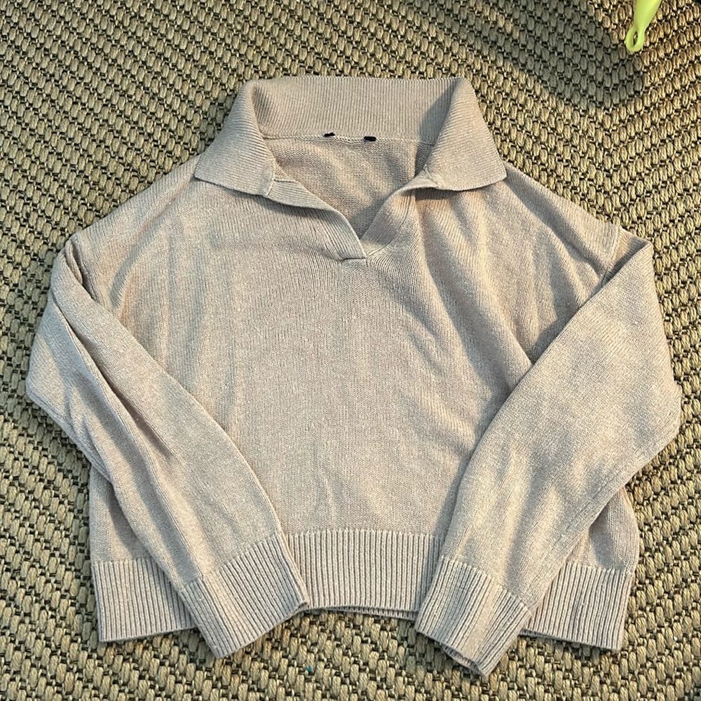 Elegant Beige Collared Sweater for Women